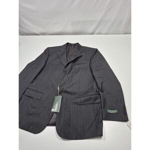 Zanieri Suit Jacket Mens 44 Gray Wool Charcoal Stripe Super 100s Made Italy FLAW
